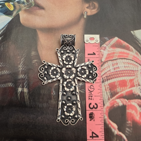 Sterling Silver TAXCO Cross Pendant (Heavy) - Picture 13 of 16